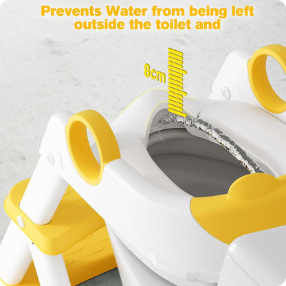 Potty Training Seat, Upgrade Toddler Toilet Seat for Kids Boys Girls, 2 in 1 Potty Training Toilet, Splash Guard Anti-Slip Pad Step Stool(Yellow)