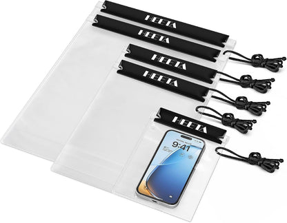 5-Pack Clear Waterproof Dry Bag Pouch Document Holder for Phone Maps | Water Tight Case for Camera Document, Screen Touchable for Boating Kayaking Paddle Board Swimming Beach Waterpark Fishing