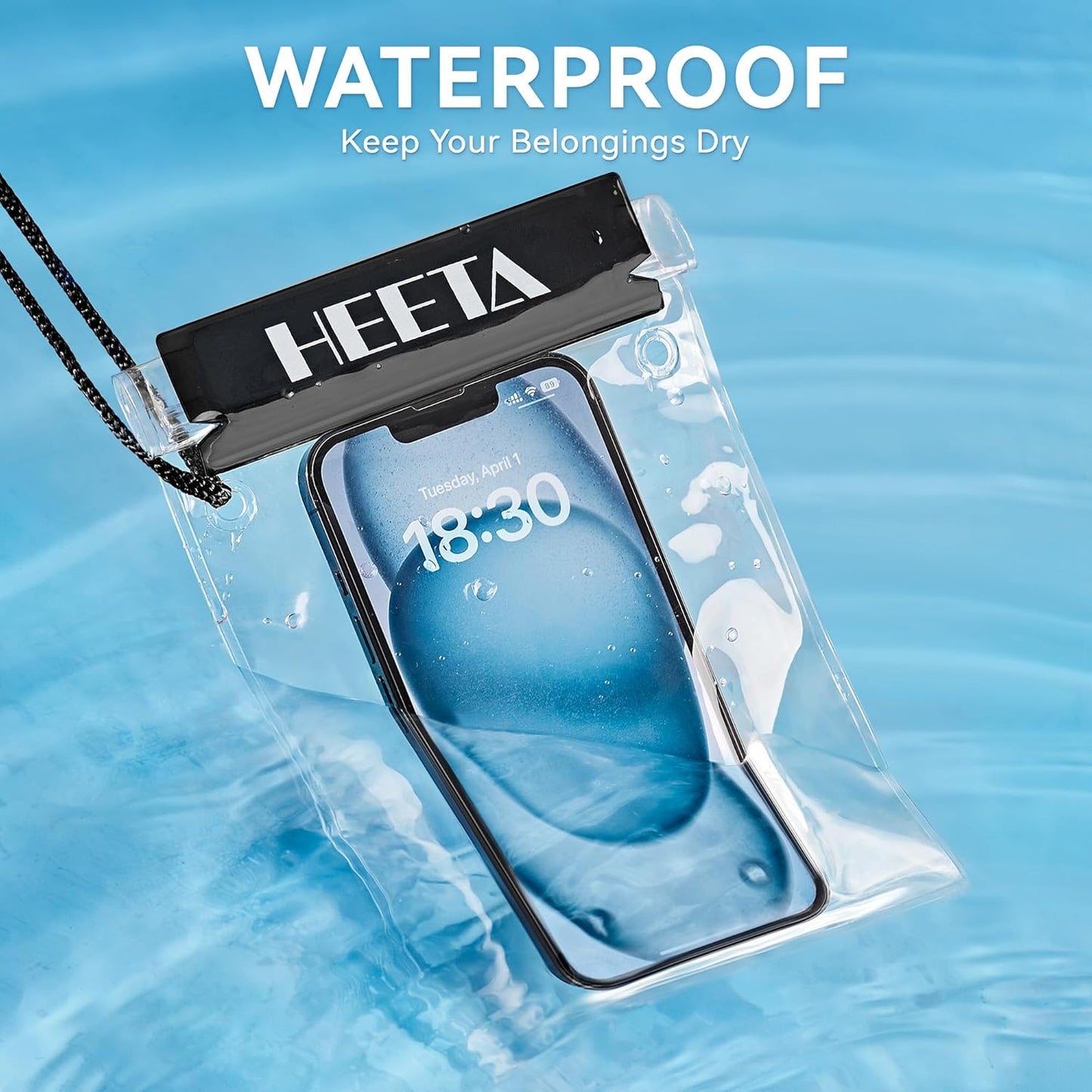 5-Pack Clear Waterproof Dry Bag Pouch Document Holder for Phone Maps | Water Tight Case for Camera Document, Screen Touchable for Boating Kayaking Paddle Board Swimming Beach Waterpark Fishing