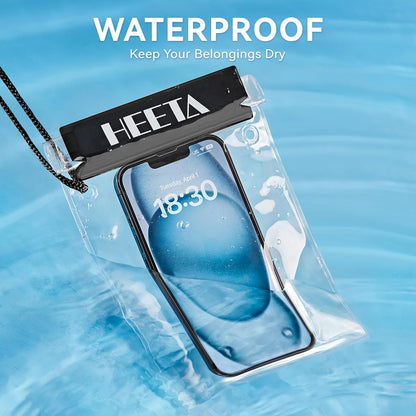 5-Pack Clear Waterproof Dry Bag Pouch Document Holder for Phone Maps | Water Tight Case for Camera Document, Screen Touchable for Boating Kayaking Paddle Board Swimming Beach Waterpark Fishing