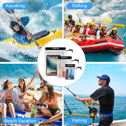 5-Pack Clear Waterproof Dry Bag Pouch Document Holder for Phone Maps | Water Tight Case for Camera Document, Screen Touchable for Boating Kayaking Paddle Board Swimming Beach Waterpark Fishing