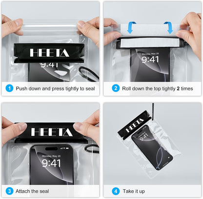 5-Pack Clear Waterproof Dry Bag Pouch Document Holder for Phone Maps | Water Tight Case for Camera Document, Screen Touchable for Boating Kayaking Paddle Board Swimming Beach Waterpark Fishing
