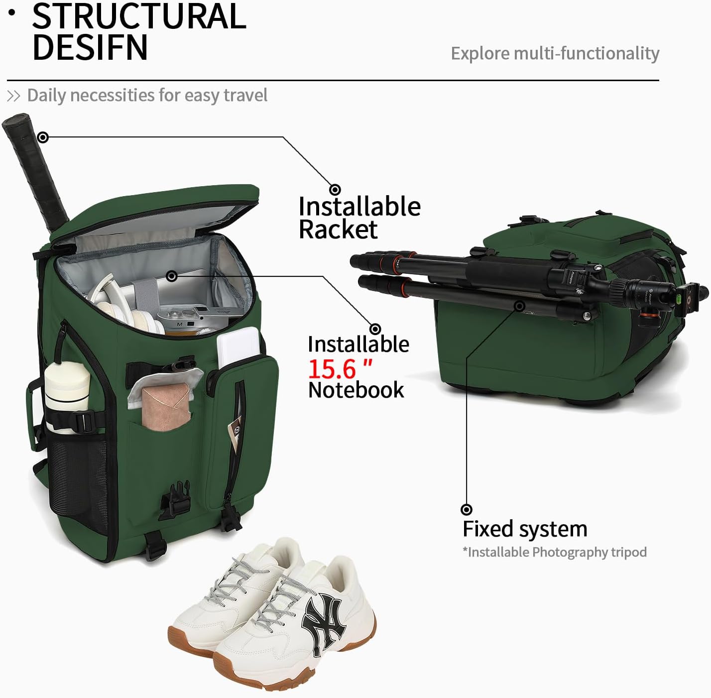Gym Duffle Bag Backpack 4-Way Waterproof with Shoes Compartment for travel Sport Hiking laptop - Colors B
