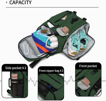 Gym Duffle Bag Backpack 4-Way Waterproof with Shoes Compartment for travel Sport Hiking laptop - Colors B