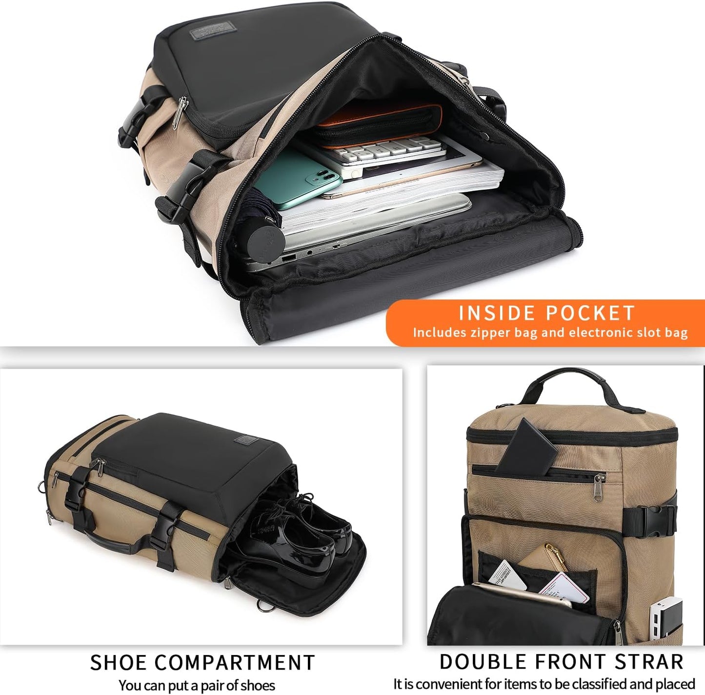 Gym Duffle Bag Backpack 4-Way Waterproof with Shoes Compartment for travel Sport Hiking laptop - Colors B