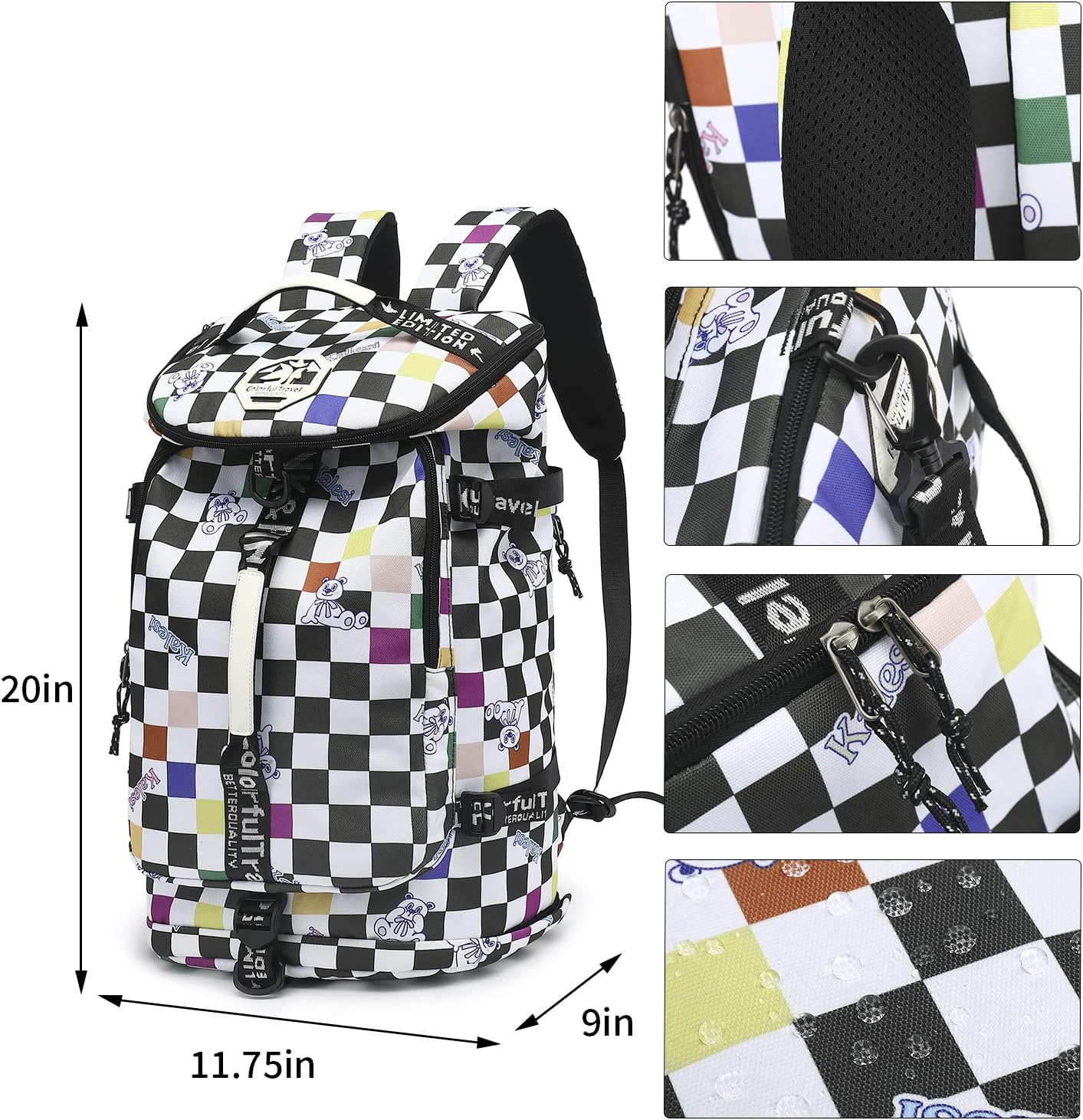 Gym Duffle Bag Backpack 4-Way Waterproof with Shoes Compartment for travel Sport Hiking laptop - Colors B