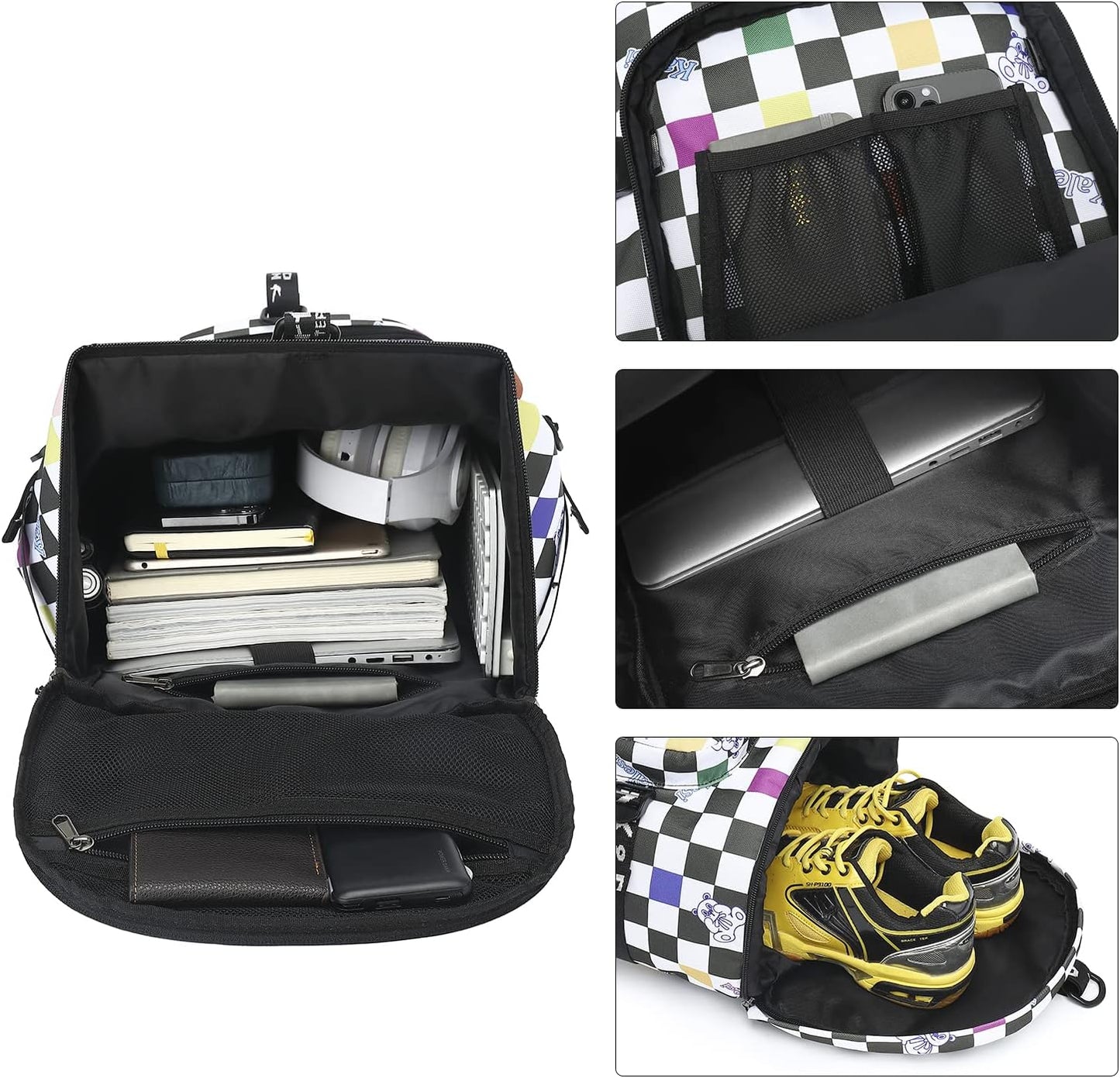 Gym Duffle Bag Backpack 4-Way Waterproof with Shoes Compartment for travel Sport Hiking laptop - Colors B