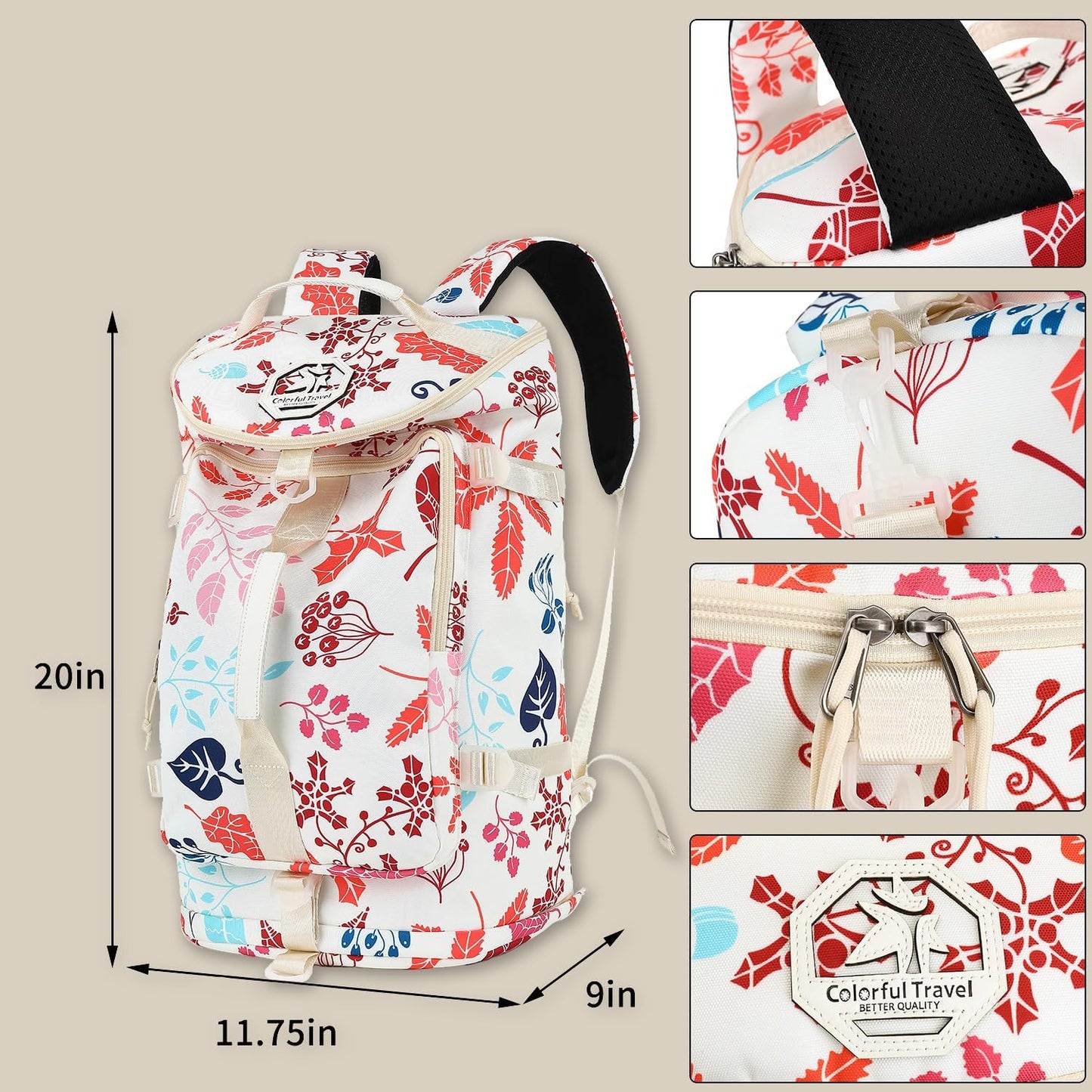 Gym Duffle Bag Backpack 4-Way Waterproof with Shoes Compartment for travel Sport Hiking laptop - Colors B