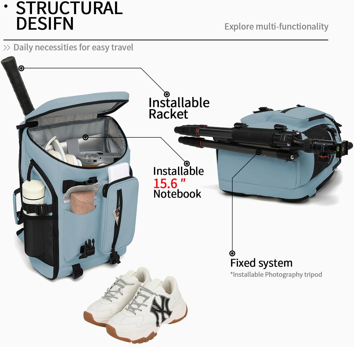 Gym Duffle Bag Backpack 4-Way Waterproof with Shoes Compartment for travel Sport Hiking laptop - Colors B