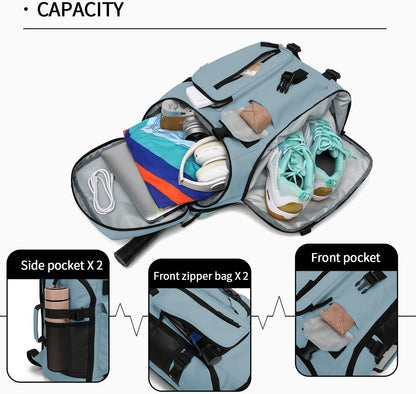 Gym Duffle Bag Backpack 4-Way Waterproof with Shoes Compartment for travel Sport Hiking laptop - Colors B