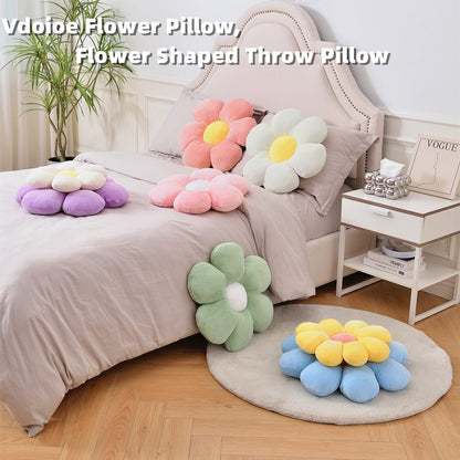 Flower Pillow,15.75" Daisy Pillow Blue Decorative Pillows | Throw Pillows,Short Plush,PP Cotton Filling,Flower Shaped,Seating Cushion,for Sofa Couch Bed,Spring Cute Home Decor