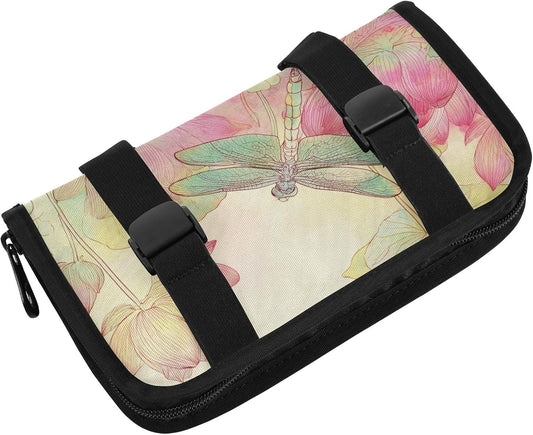 Car Tissue Holder Car Napkin Holder Tissue Box Dispenser Storage Case Sun Visor Mask Holder Accessories with Adjustable Straps Reusable Refillable Dragonfly Lotuses Yellow