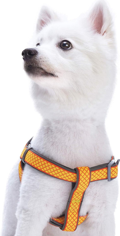 2 Colors Soft & Comfy Step-in Urban Chic Diamond Pattern Padded Dog Harness, Chest Girth 19.5" - 25.5", Sparking Yellow, Medium, Adjustable Harnesses for Dogs