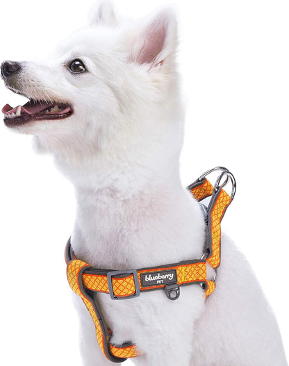 2 Colors Soft & Comfy Step-in Urban Chic Diamond Pattern Padded Dog Harness, Chest Girth 19.5" - 25.5", Sparking Yellow, Medium, Adjustable Harnesses for Dogs