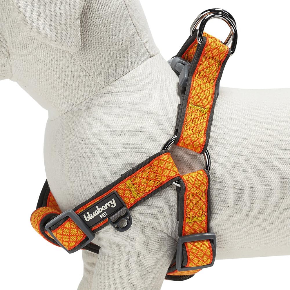 2 Colors Soft & Comfy Step-in Urban Chic Diamond Pattern Padded Dog Harness, Chest Girth 19.5" - 25.5", Sparking Yellow, Medium, Adjustable Harnesses for Dogs