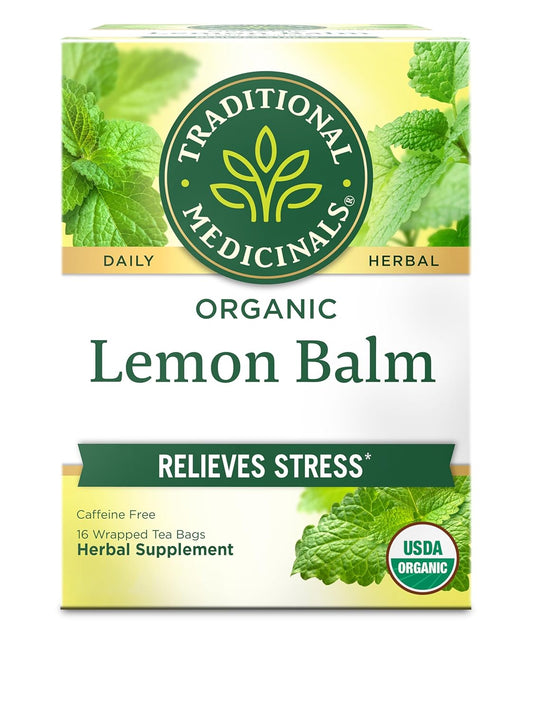 Organic, Lemon Balm - Supports Stress Relief & Digestive Health - Kosher, Non-GMO, Caffeine-Free, Compostable - 16 Tea Bags | Soothes the Digestive Tract & Promotes Respiratory Health, Kosher, Non-GMO, Caffeine-Free