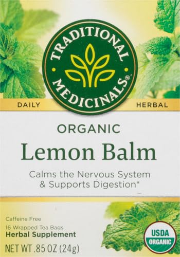 Organic, Lemon Balm - Supports Stress Relief & Digestive Health - Kosher, Non-GMO, Caffeine-Free, Compostable - 16 Tea Bags | Soothes the Digestive Tract & Promotes Respiratory Health, Kosher, Non-GMO, Caffeine-Free