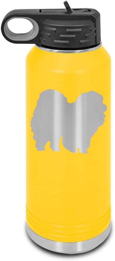 Chow Chow Laser Engraved Water Bottle Customizable Polar Camel Stainless Steel with Straw - Dog Canine pet Yellow 32 oz