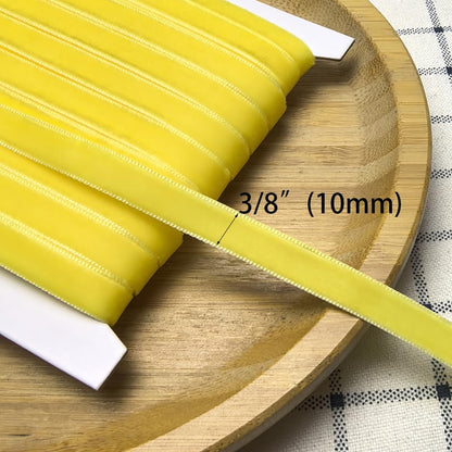 Yellow 25 Yards 3/8" Velvet Ribbon Lots Bulk (Yellow, 3/8"(10mm))