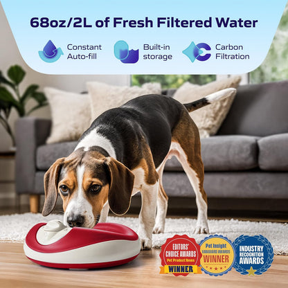 Filtered Portable Dog Water Dispenser [Upgraded 2026], 1L / 34oz, Automatic Pet Water Dispenser, No Spill, Noise-Free Dog Water Bowl Dispenser, No Power, Ideal for Small Pets