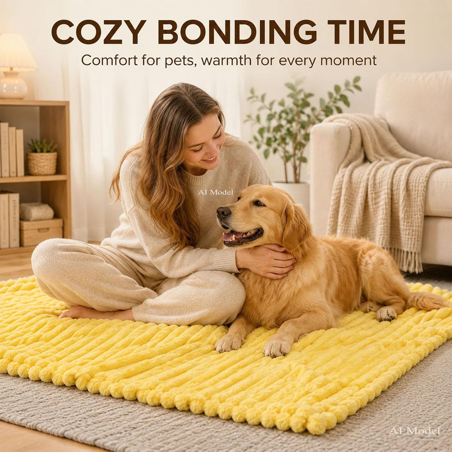 Emotional Support Blanket for Dogs, Yellow Dog Blanket，Yellow：27.6 "x39.4" | Washable, Calming Security Pet Blanket, Throw Rabbit Designed for Pets