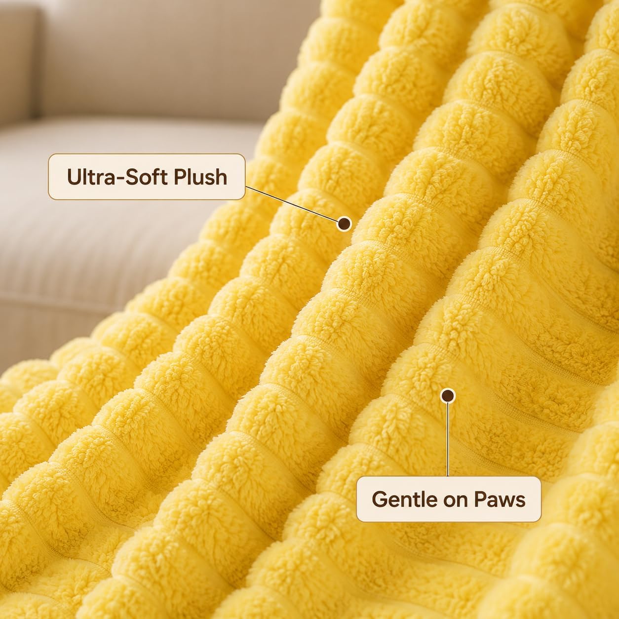 Emotional Support Blanket for Dogs, Yellow Dog Blanket，Yellow：27.6 "x39.4" | Washable, Calming Security Pet Blanket, Throw Rabbit Designed for Pets