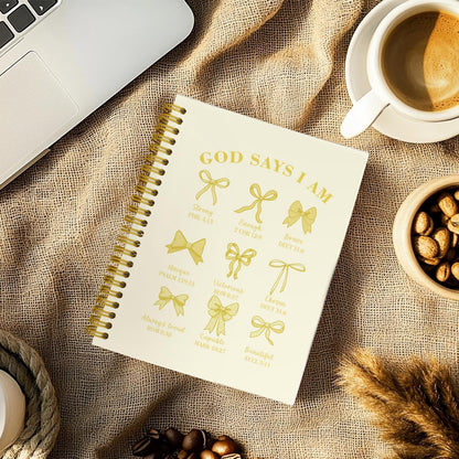 Bible Journal for Women, Christian Prayer Journal Notebook Gifts for Teen Girls Kids, Bible Study Supplies, Cute Bows Church Faith Journaling Hardcover Spiral Notebook 5.5 X 8.3(Baby Yellow)