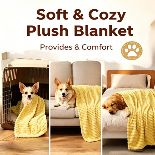 Yellow Dog Blanket, Emotional Yellow Blankets for Dog, Rabbit Hair Plush, Designed for Pets, Soft and Comfortable for Indoors Sofa, Kennel (70×100cm/27.56×39.37in)