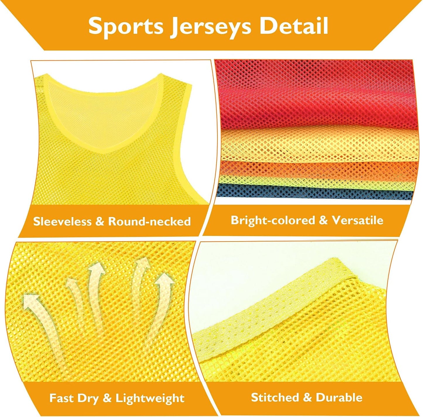 Pinnies Set of 6,Mesh Practice Jersey Scrimmage Vest Team Football Soccer Training Bibs for Sports Adult Child Youth