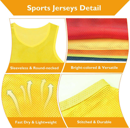 Pinnies Set of 6,Mesh Practice Jersey Scrimmage Vest Team Football Soccer Training Bibs for Sports Adult Child Youth