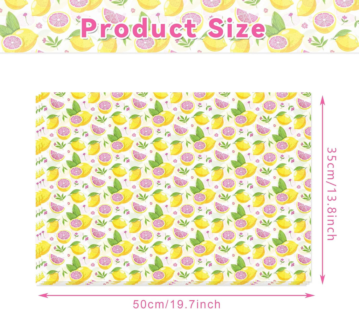 100 Sheets Capri Lemon Tissue Paper - 14x20 Inch Blue Tiles Yellow Lemons Patterns Gift Wrapping Paper for Summer Birthday, Baby Shower, Wedding Party, DIY Crafts Supplies, Gift Packing, 2 Style