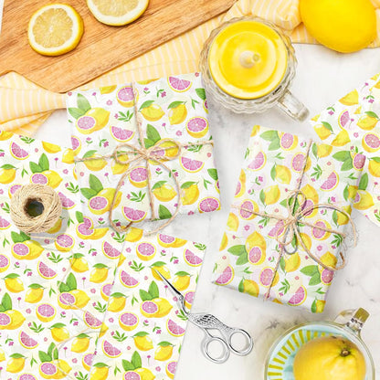 100 Sheets Capri Lemon Tissue Paper - 14x20 Inch Blue Tiles Yellow Lemons Patterns Gift Wrapping Paper for Summer Birthday, Baby Shower, Wedding Party, DIY Crafts Supplies, Gift Packing, 2 Style