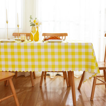 Yellow Gingham Tablecloth for Rectangle Tables-Checkered Table Cloth Waterproof Kitchen & Table Linens-Polyester Buffalo Plaid Wrinkle Free Table Cover(Light Yellow 60x72in)