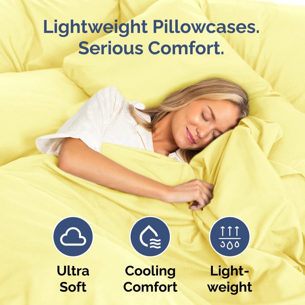Queen Pillow Cases Set of 2 - Ultra Soft Hotel Quality Pillowcase Covers - Comfy, Cozy & Wrinkle Free - Shrinkage, Stain and Fade Resistant - Machine Washable Pillow Protectors - 2 Piece Set - Yellow