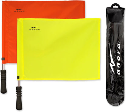 Pro Line Premium Regulation Soccer Referee Flags with Case, Red/Yellow