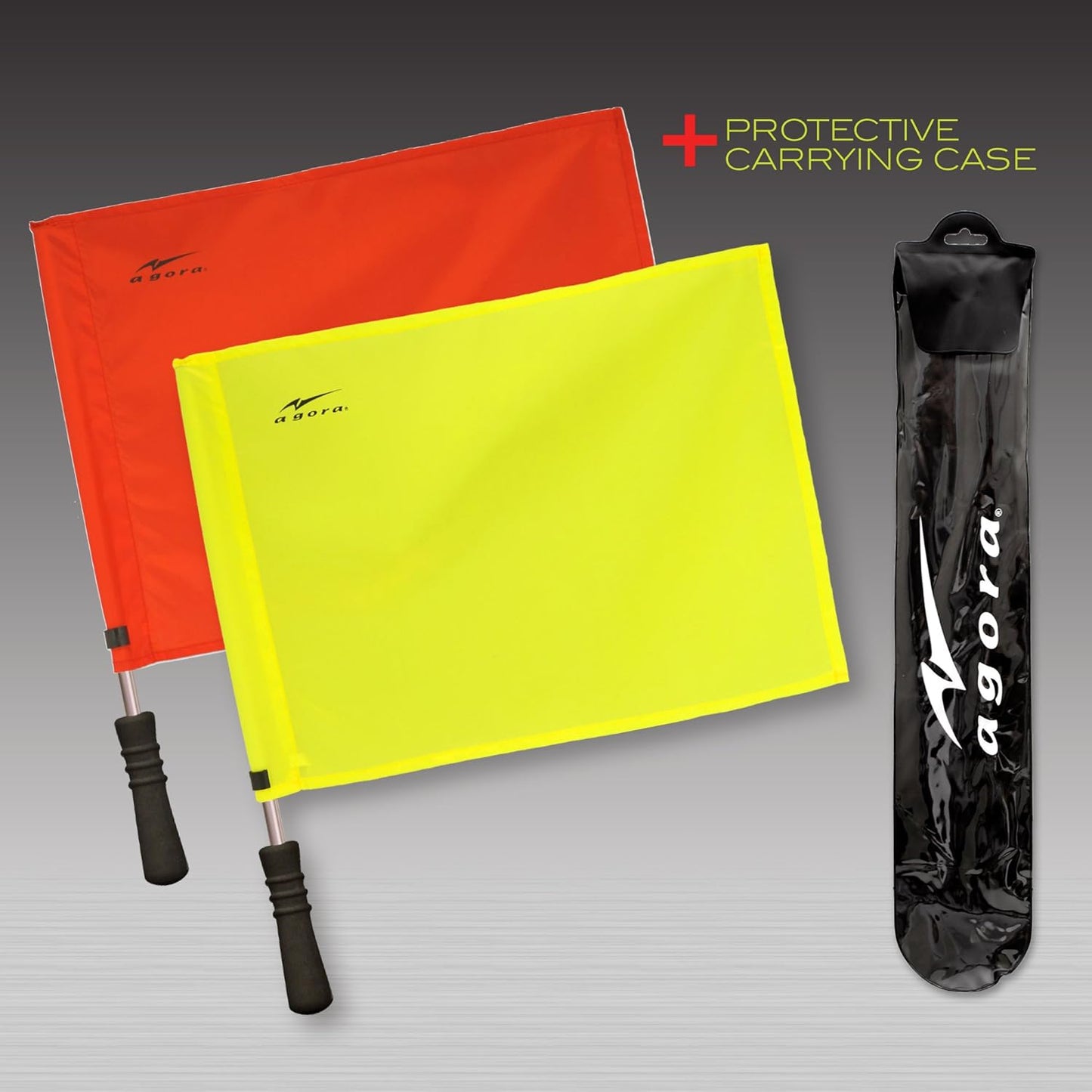 Pro Line Premium Regulation Soccer Referee Flags with Case, Red/Yellow