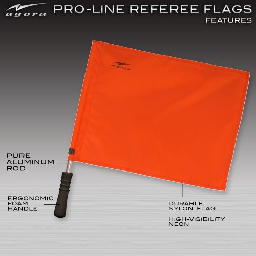 Pro Line Premium Regulation Soccer Referee Flags with Case, Red/Yellow