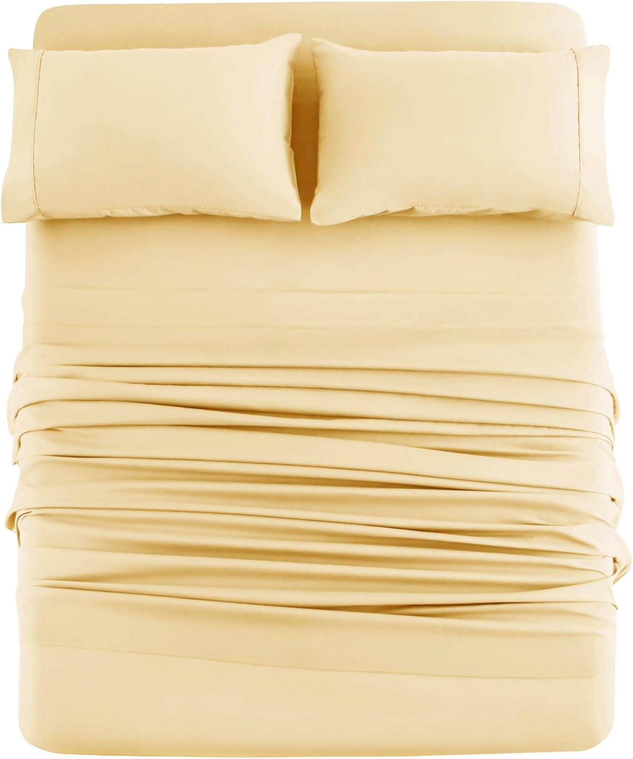 Bed Sheet Set 4 Pieces Double Brushed Microfiber 1800 - Breathable All Season Luxury Soft Bedding - Full Yellow