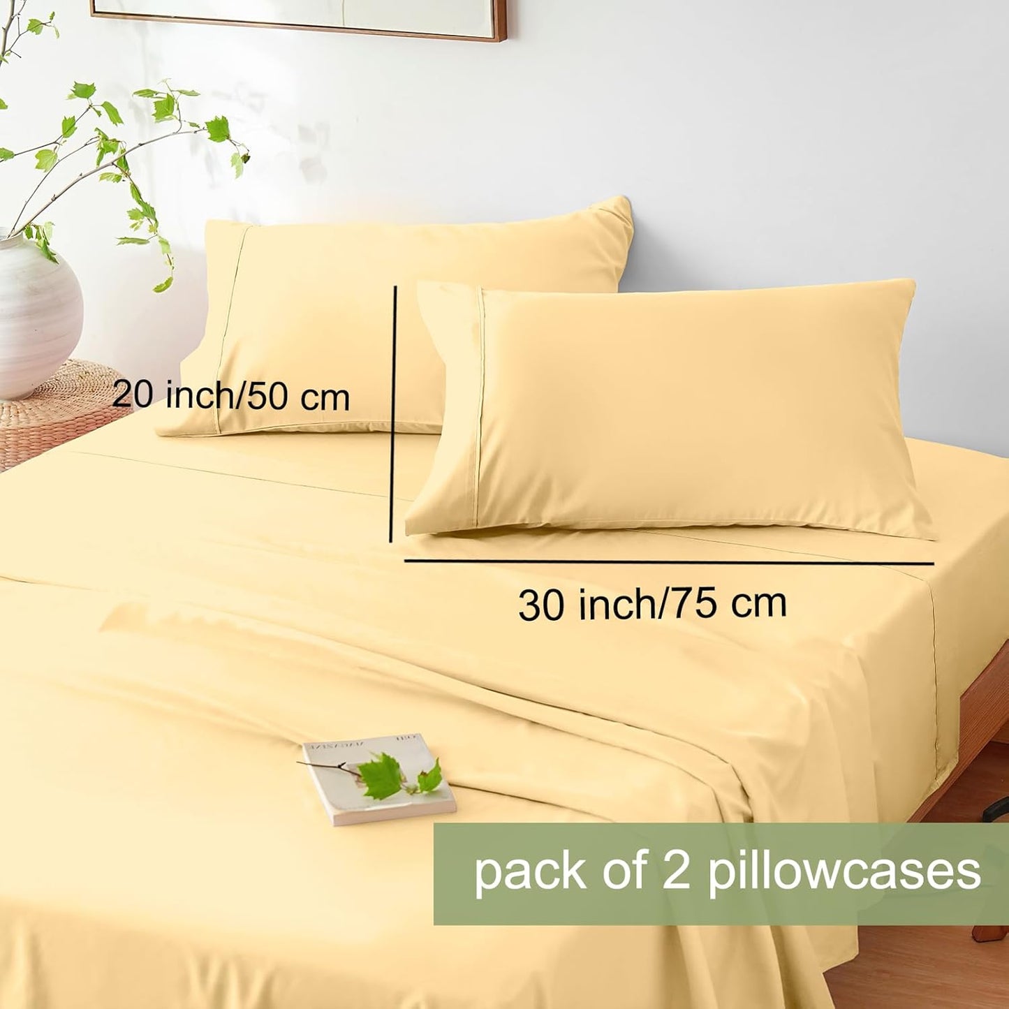 Bed Sheet Set 4 Pieces Double Brushed Microfiber 1800 - Breathable All Season Luxury Soft Bedding - Full Yellow