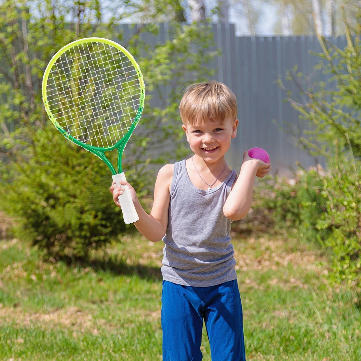 17"-25" Kids Tennis Racket for Aged 2-12 Lightweight Youth Tennis Racquet for Girls and Boys Outdoor/Indoor Sports with 1 Non-Slip Grip and 1 Shoulder Strap Bag Easy Carry