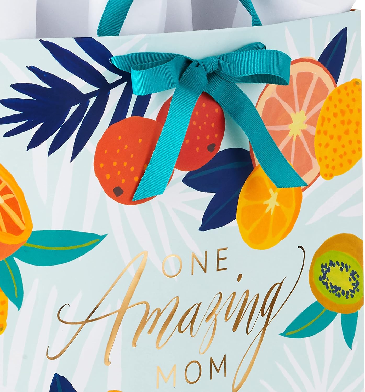 15" Extra Large Gift Bag for Moms with Tissue Paper (Tropical Fruit, Kiwi, Pineapple, Lemons, Oranges) for Mother's Day and Birthdays