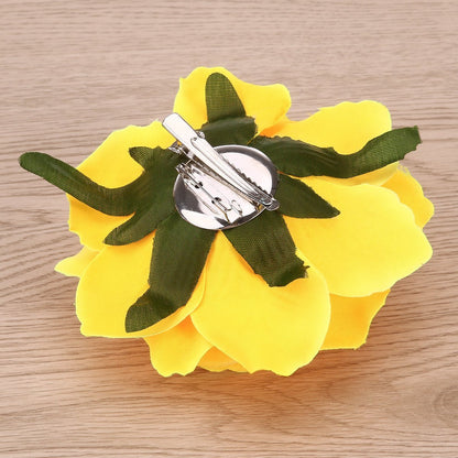 Yellow Rose Hair Clip Artificial Flower Hairpin Brooch for Women | Charming Artificial Rose Design .Perfect Accessory For Proms, Weddings, Or Any Special Party Look.