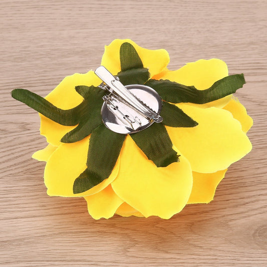 Yellow Rose Hair Clip Artificial Flower Hairpin Brooch for Women | Charming Artificial Rose Design .Perfect Accessory For Proms, Weddings, Or Any Special Party Look.