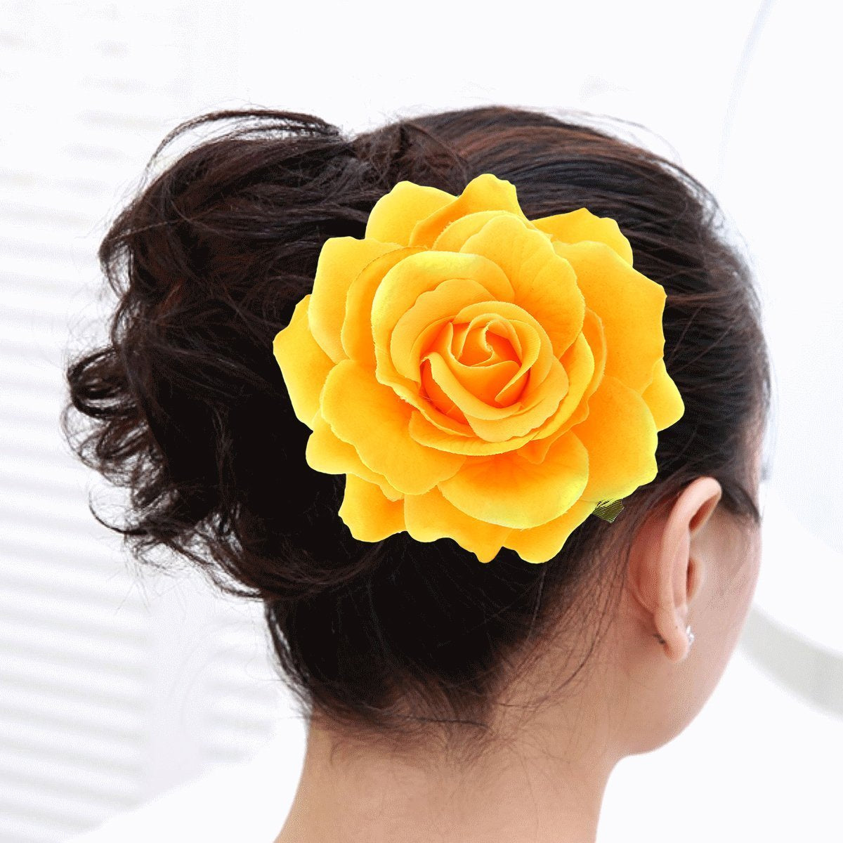 Yellow Rose Hair Clip Artificial Flower Hairpin Brooch for Women | Charming Artificial Rose Design .Perfect Accessory For Proms, Weddings, Or Any Special Party Look.
