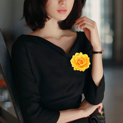 Yellow Rose Hair Clip Artificial Flower Hairpin Brooch for Women | Charming Artificial Rose Design .Perfect Accessory For Proms, Weddings, Or Any Special Party Look.