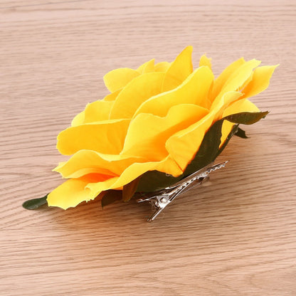 Yellow Rose Hair Clip Artificial Flower Hairpin Brooch for Women | Charming Artificial Rose Design .Perfect Accessory For Proms, Weddings, Or Any Special Party Look.