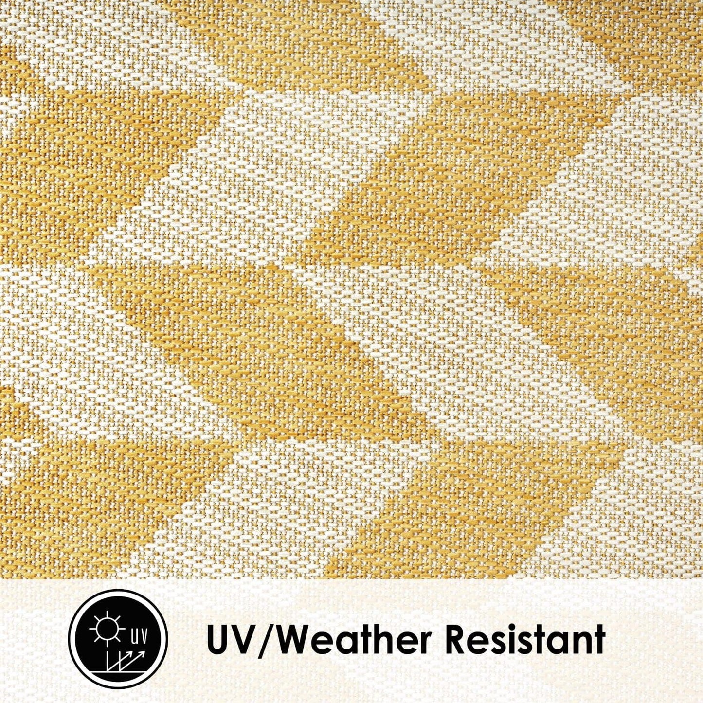 New York Patio Country Calla Contemporary Herringbone Indoor/Outdoor Area Rug, Yellow/Cream, 6'6"x9'2"