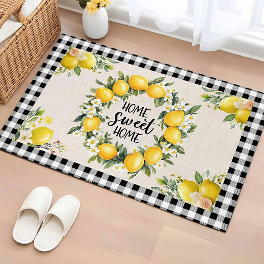 Lemon Entryway Rug 2'x3', Farmhouse Yellow Fruit Small Area Rug Non-Slip Front Door Mat Washable Floor Carpet for Indoor Entrance Kitchen Bathroom