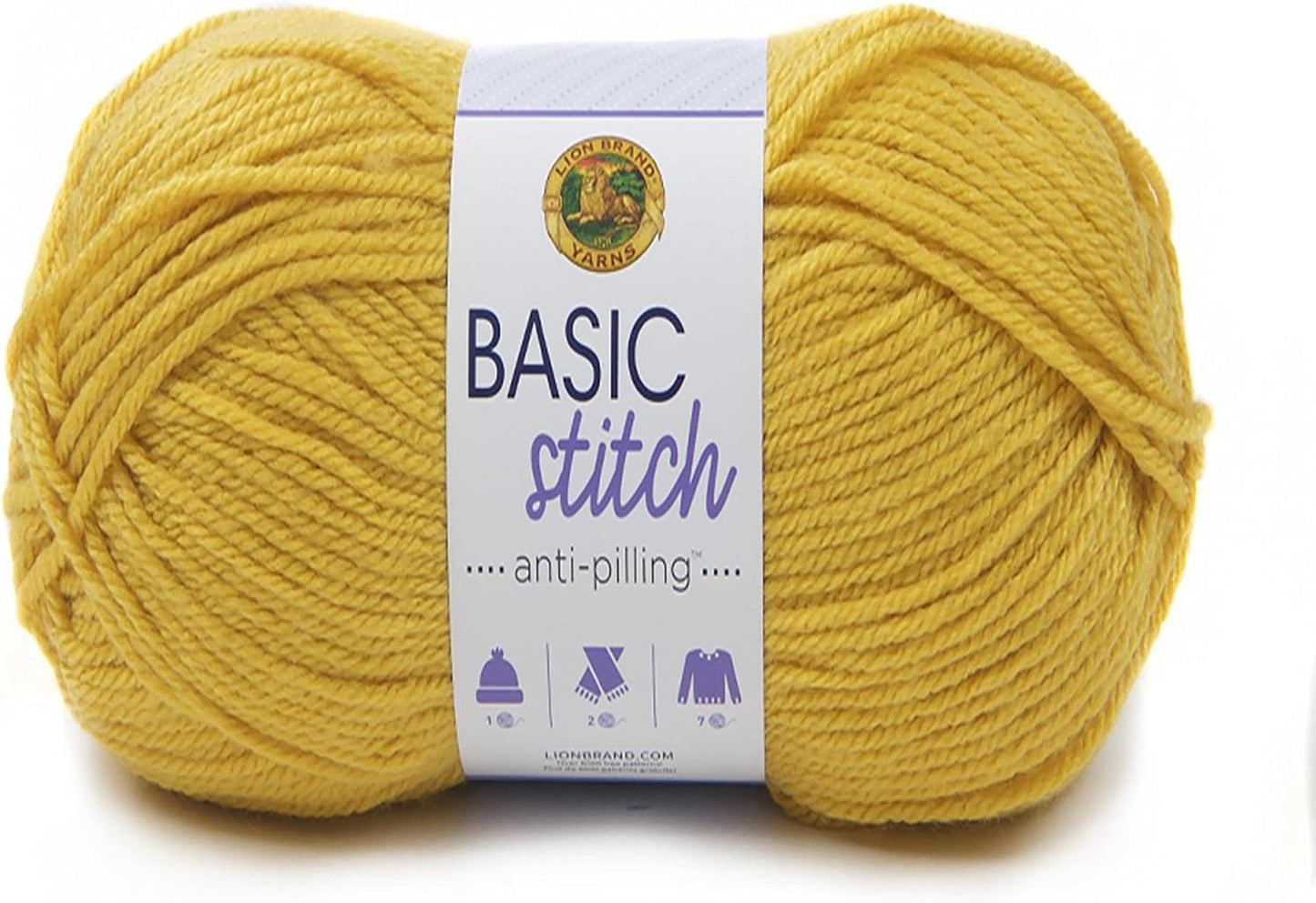 Basic Stitch Anti-Pilling Knitting Yarn, Yarn for Crocheting, 1-Pack, Mustard | Basic Everyday Worsted Weight Knit & Crochet Acrylic Fiber for Machine Washable Blankets, Aran Sweaters, Cowls, Scarves