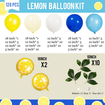 Lemon Royal Blue Yellow Balloon Garland Arch Kit with Lemon Foil Balloons for amalfi last toast on the coast Bachelorette Bridal Shower freshly graduated lemon decor Main Squeeze Party Supplies